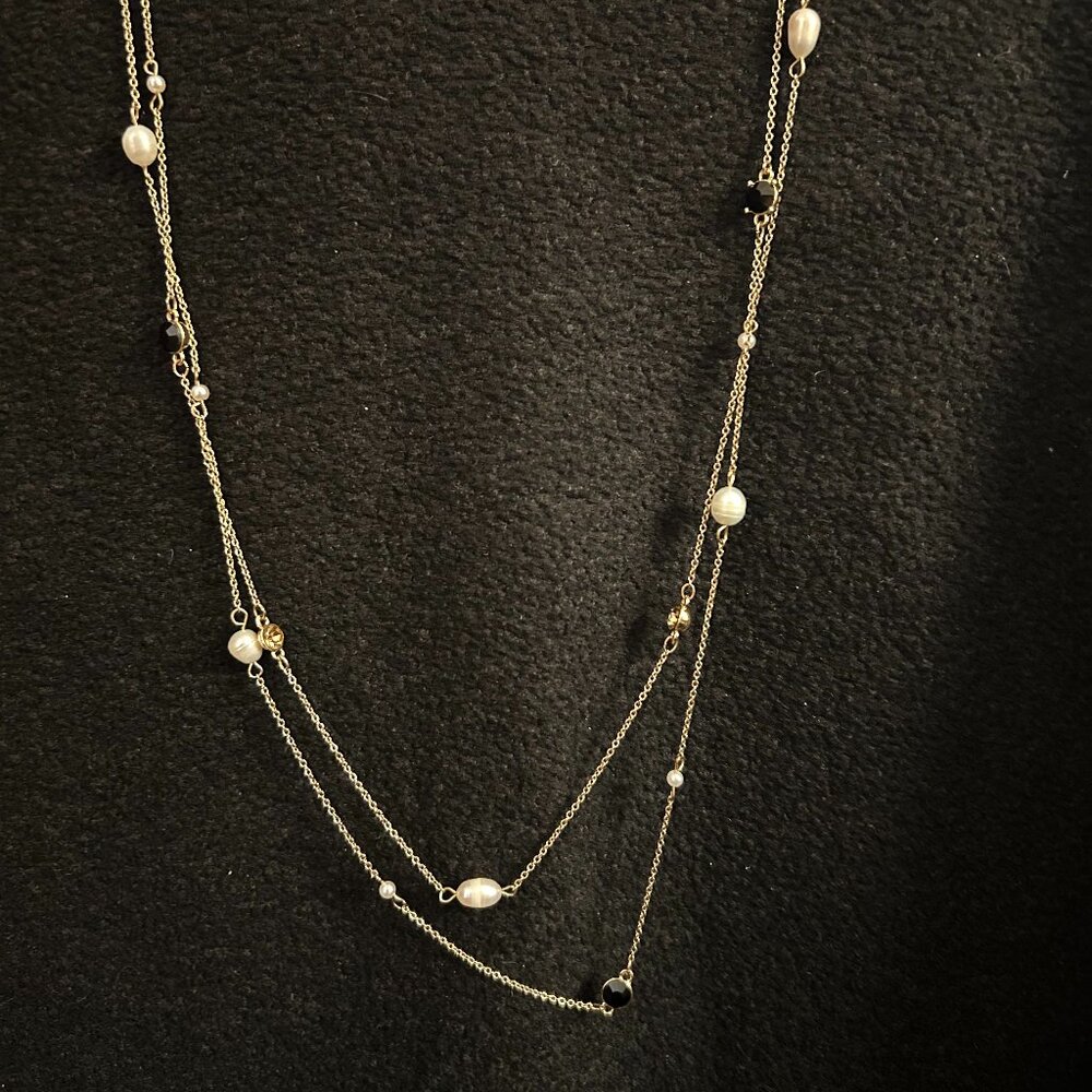 Loft Long Double Chain Station Necklace